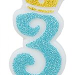 Świeczka PARTY GO, cyfra 3, 6,8cm, niebieska (opakowanie 12 szt.)