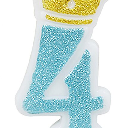 Świeczka PARTY GO, cyfra 4, 6,8cm, niebieska (opakowanie 12 szt.)