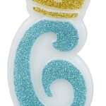 Świeczka PARTY GO, cyfra 6, 6,8cm, niebieska (opakowanie 12 szt.)
