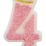 Świeczka PARTY GO, cyfra 4, 6,8cm, różowa (opakowanie 12 szt.)