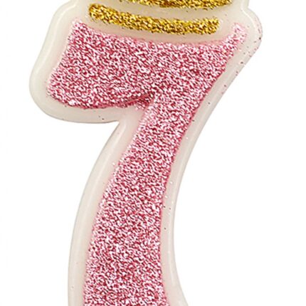 Świeczka PARTY GO, cyfra 7, 6,8cm, różowa (opakowanie 12 szt.)