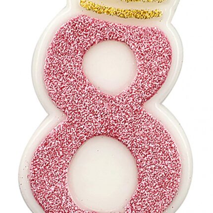 Świeczka PARTY GO, cyfra 8, 6,8cm, różowa (opakowanie 12 szt.)