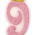Świeczka PARTY GO, cyfra 9, 6,8cm, różowa (opakowanie 12 szt.)