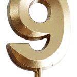 Świeczka PARTY GO, cyfra 9, 4,8cm, złota (opakowanie 24 szt.)