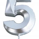 Świeczka PARTY GO, cyfra 5, 4,8cm, srebrna (opakowanie 24 szt.)