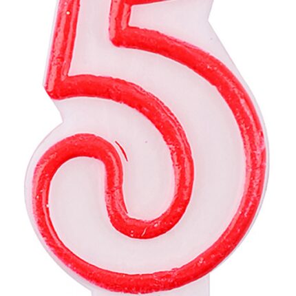 Świeczka PARTY GO, cyfra 5, 9cm, biało-czerwona (opakowanie 24 szt.)