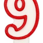 Świeczka PARTY GO, cyfra 9, 9cm, biało-czerwona (opakowanie 24 szt.)
