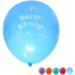 Zestaw balonów PARTY GO Happy Birthday, świecące, 30cm, 5 szt., mix kolorów (opakowanie 12 szt.)