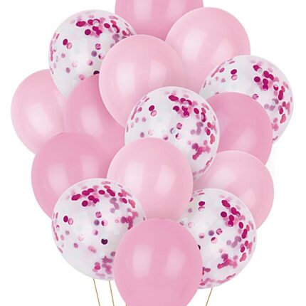 Zestaw balonów PARTY GO, 25-30cm, 15 szt., różowe (opakowanie 12 szt.)