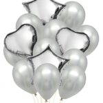 Zestaw balonów PARTY GO, 25-45cm, 14 szt., srebrne (opakowanie 12 szt.)