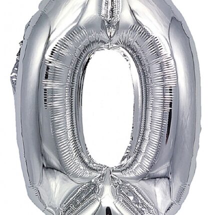 Balon foliowy PARTY GO, cyfra 0, 80cm, srebrny (opakowanie 12 szt.)