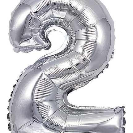 Balon foliowy PARTY GO, cyfra 2, 80cm, srebrny (opakowanie 12 szt.)