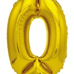 Balon foliowy PARTY GO, cyfra 0, 80cm, złoty (opakowanie 12 szt.)