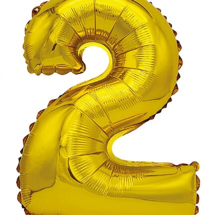 Balon foliowy PARTY GO, cyfra 2, 80cm, złoty (opakowanie 12 szt.)