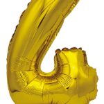 Balon foliowy PARTY GO, cyfra 4, 80cm, złoty (opakowanie 12 szt.)