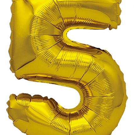 Balon foliowy PARTY GO, cyfra 5, 80cm, złoty (opakowanie 12 szt.)