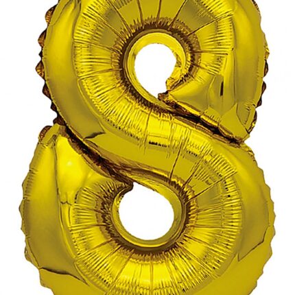 Balon foliowy PARTY GO, cyfra 8, 80cm, złoty (opakowanie 12 szt.)