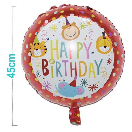 Balon PARTY GO Happy Birthday, animal, 45cm, 1 szt., mix kolorów (opakowanie 12 szt.)