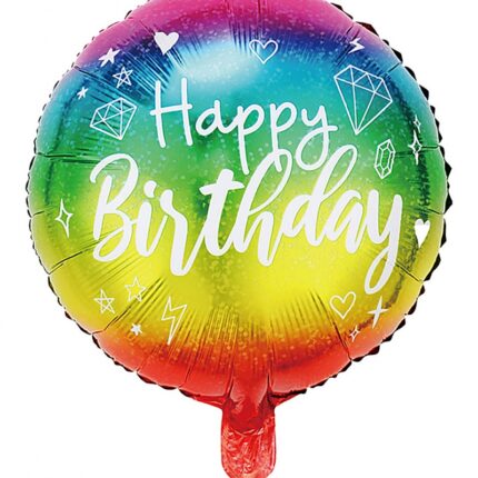 Balon PARTY GO Happy Birthday, 45cm, 1 szt., mix kolorów (opakowanie 12 szt.)