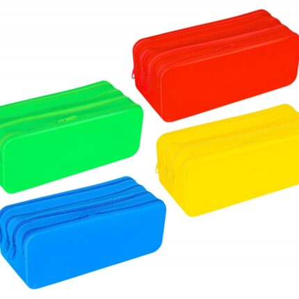 Piórnik silikonowy czterokomorowy GIMBOO, 200x80x75mm, mix kolorów