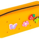 Piórnik silikonowy GIMBOO, z 4 przypinkami, 200x60x75mm, pomarańczowy