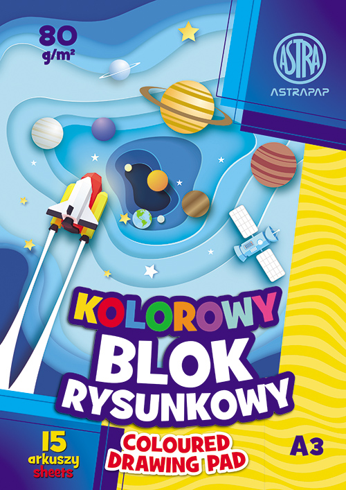Blok kolorowy barwiony w masie ASTRAPAP A3 80g 15 ark Blok kolorowy barwiony w masie ASTRAPAP A3 80g 15 ark - obrazek 1