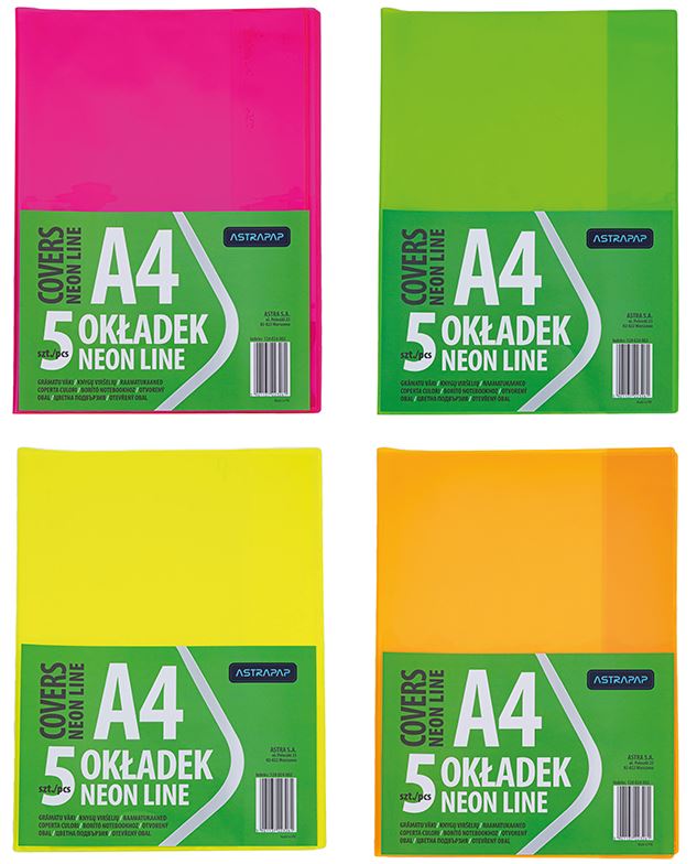 Okładka A4 NEON LINE nieregulowana, 5 szt Okładka A4 NEON LINE nieregulowana, 5 szt - obrazek 1