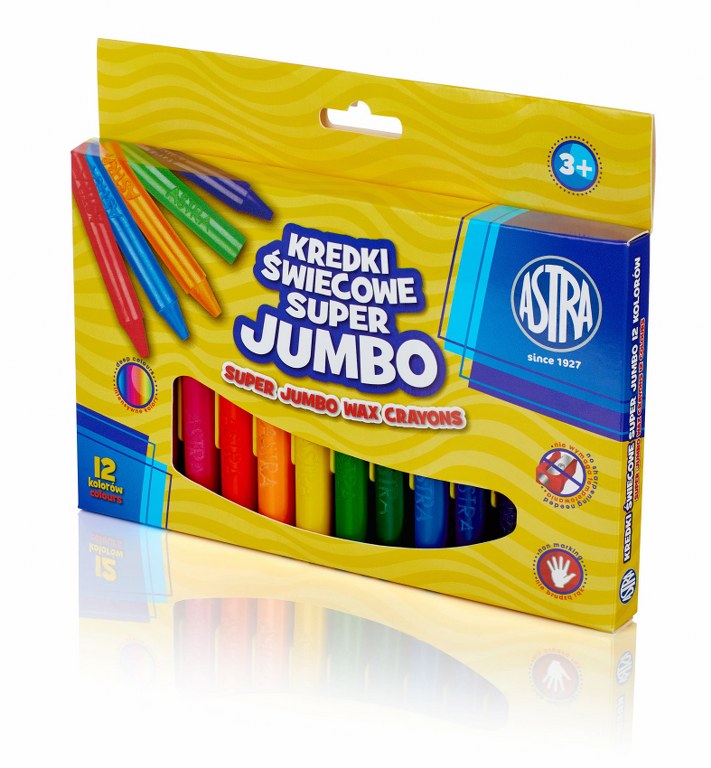 Kredki świecowe Super Jumbo okrągłe ASTRA - 12 kolorów - 14/100mm Kredki świecowe Super Jumbo okrągłe ASTRA - 12 kolorów - 14/100mm - obrazek 1