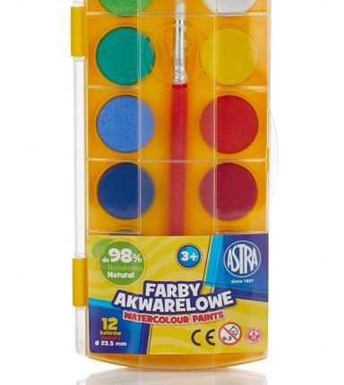 Farby akwarelowe Astra 12 kol - fi 23,5 mm z eurozawieszką
