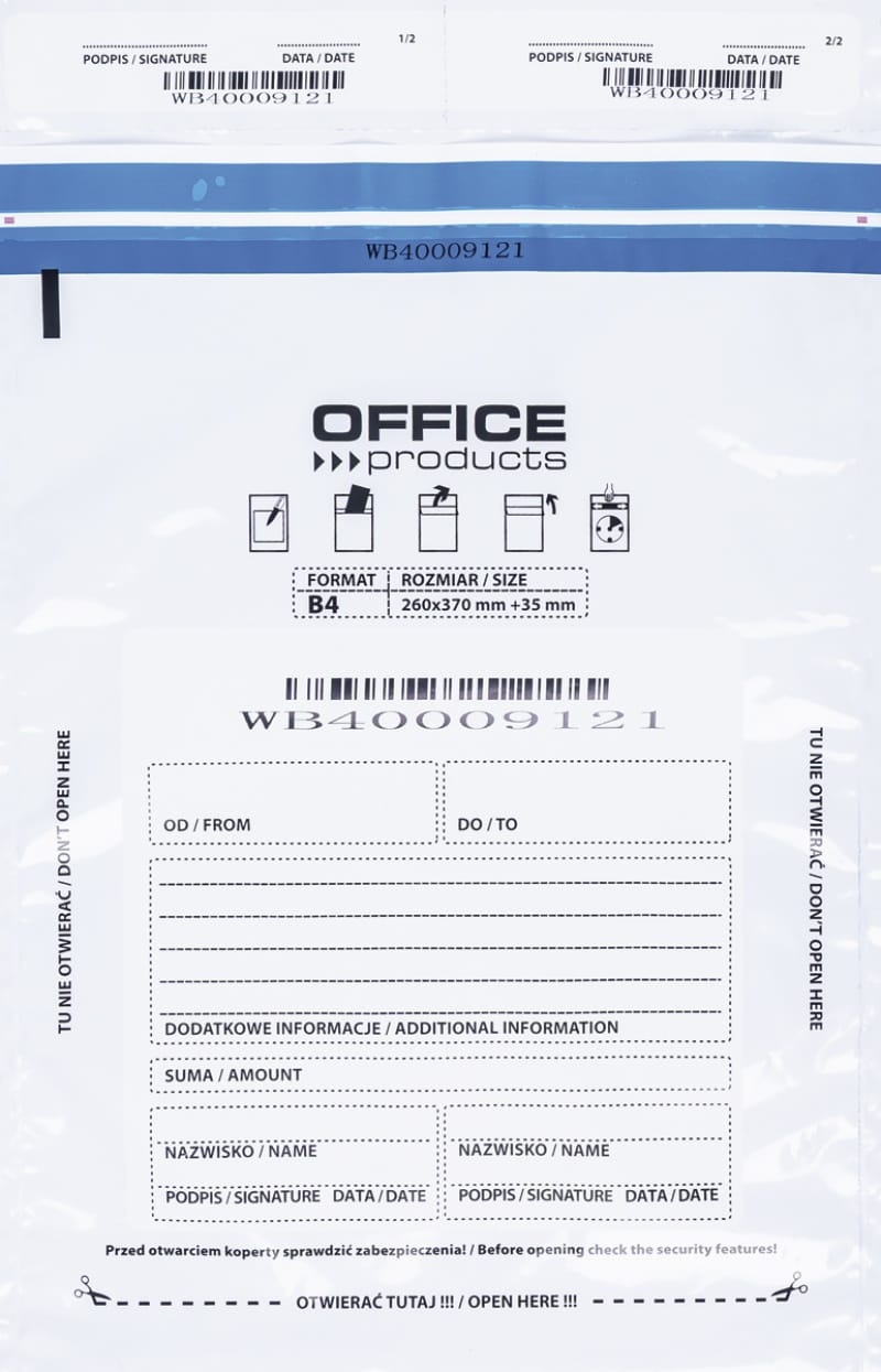 400139-365861-koperta_bezpieczna_office_products_b4_255x34-800w Koperta bezpieczna OFFICE PRODUCTS, B4, 255x340mm, 50szt., biała - obrazek 1