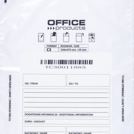 Koperta bezpieczna OFFICE PRODUCTS, C3, 330x470mm, 50szt., transparentna