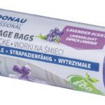 Worki na śmieci DONAU PROFESSIONAL, wytrzymałe, mocne, z uszami, 120l, 10 szt., zapach lawendy, fioletowe