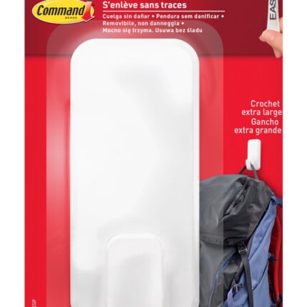 Haczyk COMMAND™ (17010FESIP), XL do ciężkich przedmiotów do 4,5kg, 1 haczyk + 2 paski, biały