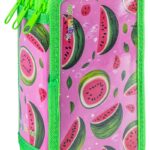 Piórnik szkolny GIMBOO, z wyposażeniem, 3 komory, Watermelon, zielony