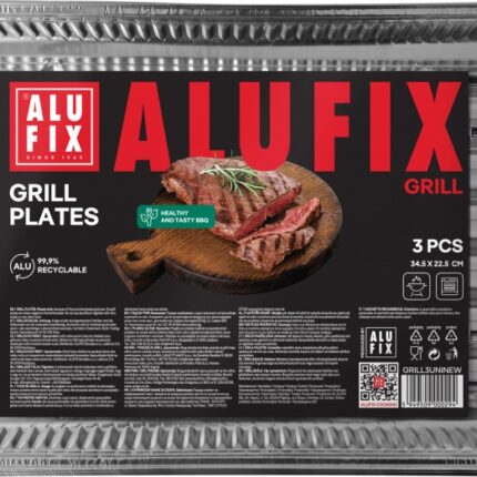 Tacki grillowe ALUFIX Fix-Grill, aluminiowe, prostokątne, 3 szt.
