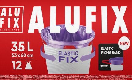 Worki na śmieci ALUFIX Elastic Fix, LDPE, 53x60cm, 35l, 12 szt., fioletowe