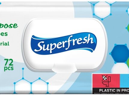 Chusteczki nawilżane antybakteryjne SUPERFRESH, z klapką, 72 szt.