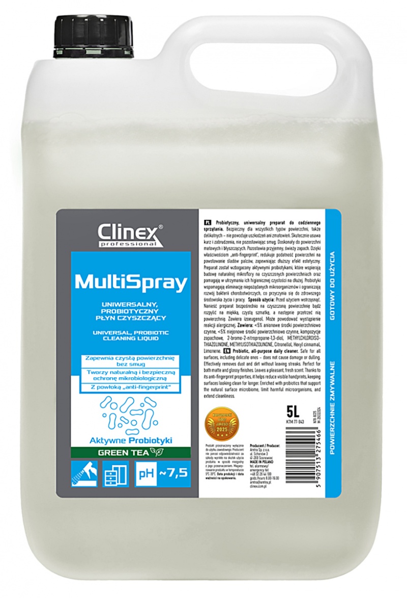 400420-408954-uniwersalny_spray_clinex_multi_spray_myjacy_-800w-1 Uniwersalny spray CLINEX Multi Spray, myjący, Green Tea, 5l - obrazek 1