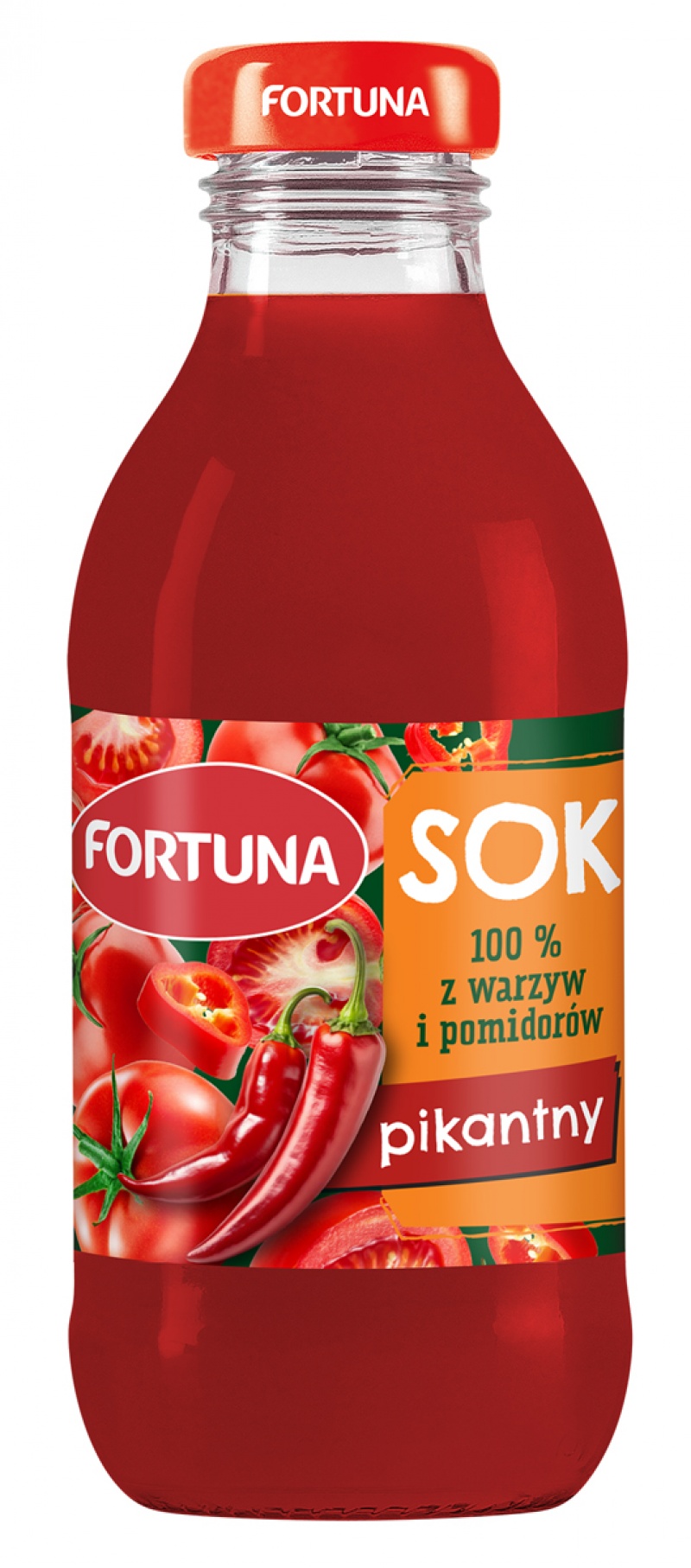 400751-411475-sok_fortuna_pomidorowy_pikantny_szklo_0_3l-800w-1 Sok FORTUNA, pomidorowy pikantny, szkło, 0,3l (opakowanie 15 szt.) - obrazek 1