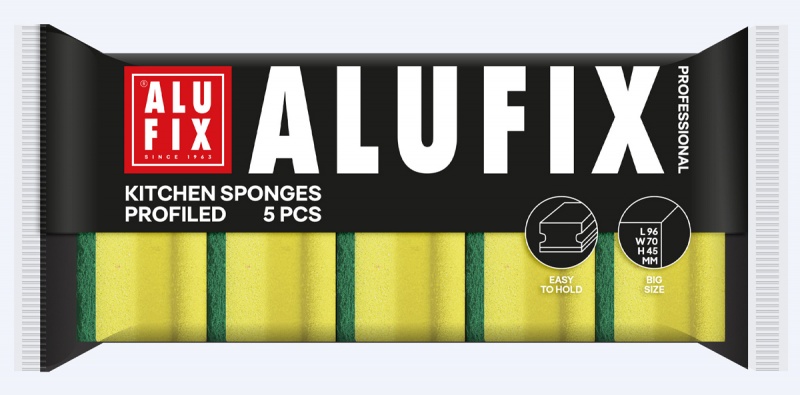 401500-412280-gabki_kuchenne_alufix_professional_profilowa-800w Gąbki kuchenne ALUFIX Professional, profilowane, 96x70x45mm, 5 szt., żółte - obrazek 1