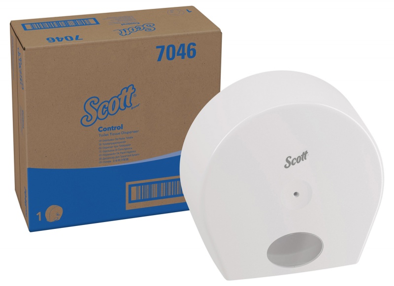 401647-412227-dozownik_do_papieru_toaletowego_jumbo_scott_-800w Dozownik do papieru toaletowego Jumbo SCOTT Control, 7046, centralne odwijanie, biały - obrazek 1