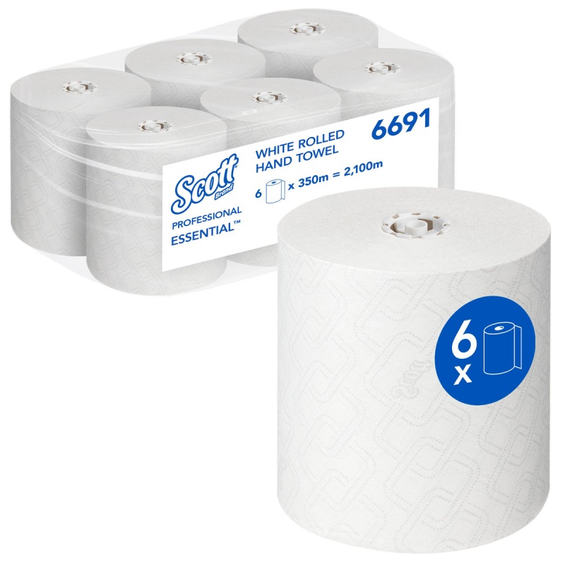 401668-412217-recznik_papierowy_w_roli_scott_essential_1_w-800w Ręcznik papierowy w roli SCOTT Essential, 1-warstwowy, 350 m, 1400 listków, 6 rolek, biały - obrazek 1