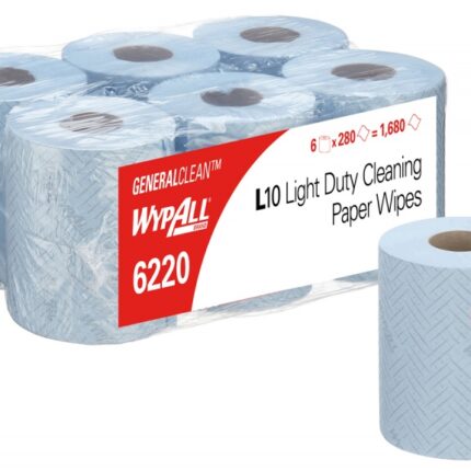 Ręcznik papierowy WYPALL L10 General Clean, centralne odwijanie, 1-warstwowy, 6 rolek x 280 listków, niebieski