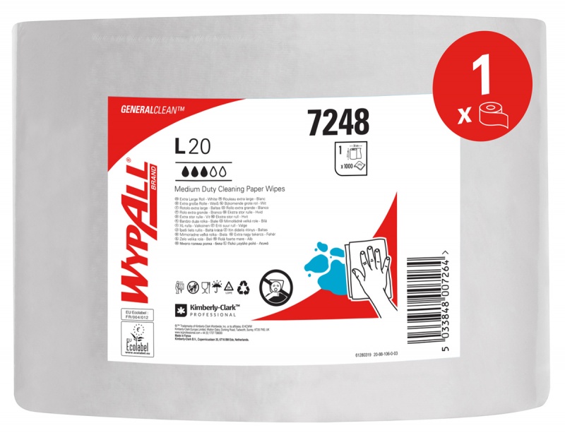401735-412243-czysciwo_w_roli_wypall_l20_general_clean_2_w-800w Czyściwo w roli WYPALL L20 General Clean, 2-warstwowe, 380m, 1000 listków, białe - obrazek 1