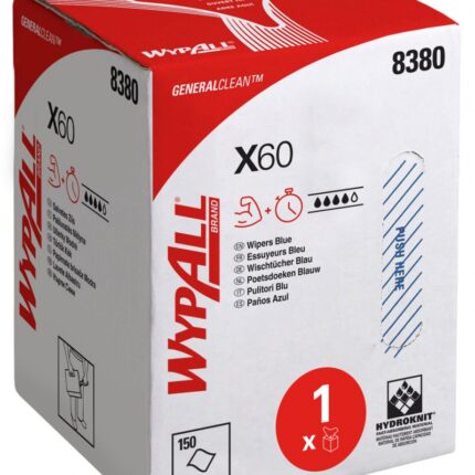 Czyściwo w roli WYPALL X60 General Clean, centralne odwijanie, włókninowe, 150 listków, niebieskie