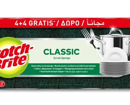 Zmywak kuchenny SCOTCH-BRITE Classic, płaski, 4+4 szt. gratis, żółto-zielony