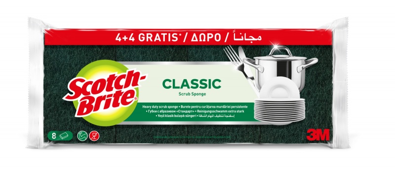 402916-412288-zmywak_kuchenny_scotch_brite_classic_plaski_-800w-1 Zmywak kuchenny SCOTCH-BRITE Classic, płaski, 4+4 szt. gratis, żółto-zielony - obrazek 1