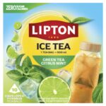 Herbata LIPTON, do parzenia na zimno, mięta i limonka, 10 torebek