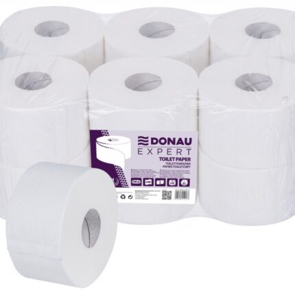 Papier toaletowy celulozowy DONAU EXPERT Jumbo, 2-warstwowy, 500 listków, 12szt., biały