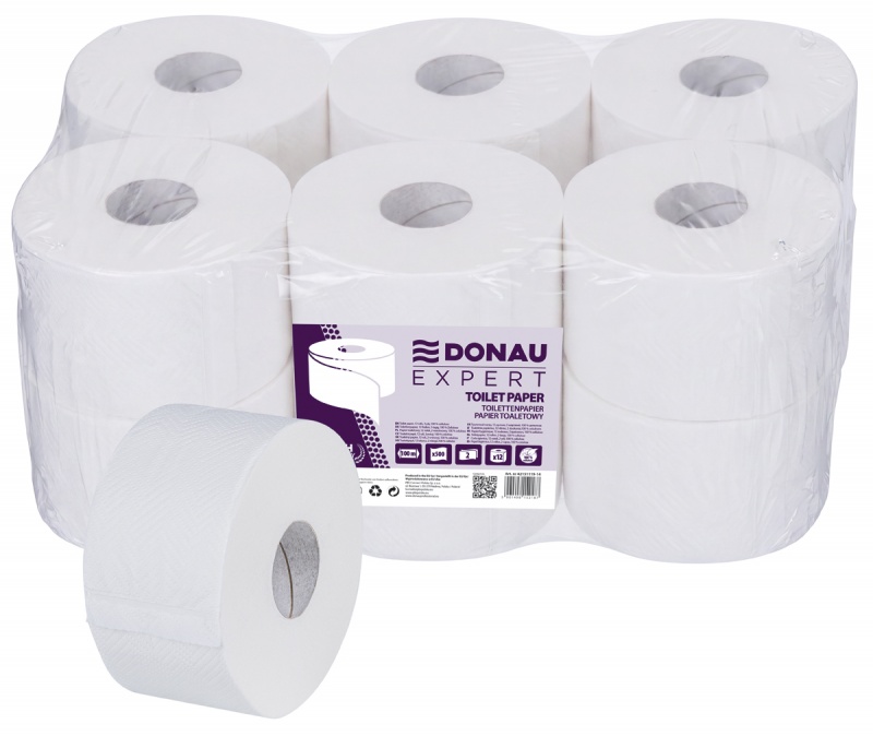 404504-413274-papier_toaletowy_celulozowy_donau_expert_jum-800w Papier toaletowy celulozowy DONAU EXPERT Jumbo, 2-warstwowy, 500 listków, 12szt., biały - obrazek 1